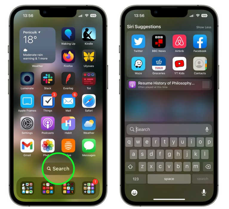白城苹果手机维修分享升级到 iOS 16 后，如何删除主屏幕上的搜索按钮 